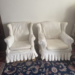 2 Vintage Chairs W Chair Covers 