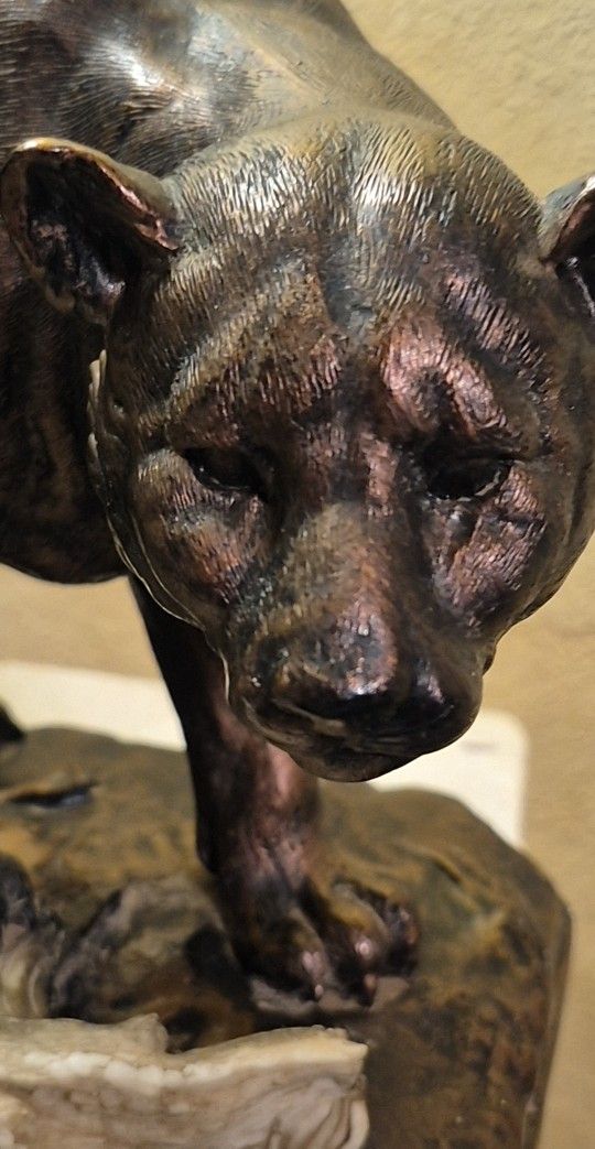 VINTAGE The Vision Mountain Lion Table Lamp Bronze - RARE