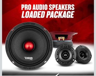 DS18 Mid and High Car Speaker Package - 2X 6.5" Midrange, 2X 1" Tweeters, Built-in Crossover