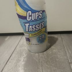Never Opened 28 Plastic Set Of Clear Cups Disposable 