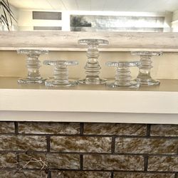 Pottery Barn Glass Tapper Or Pillar Holders Set Of Five