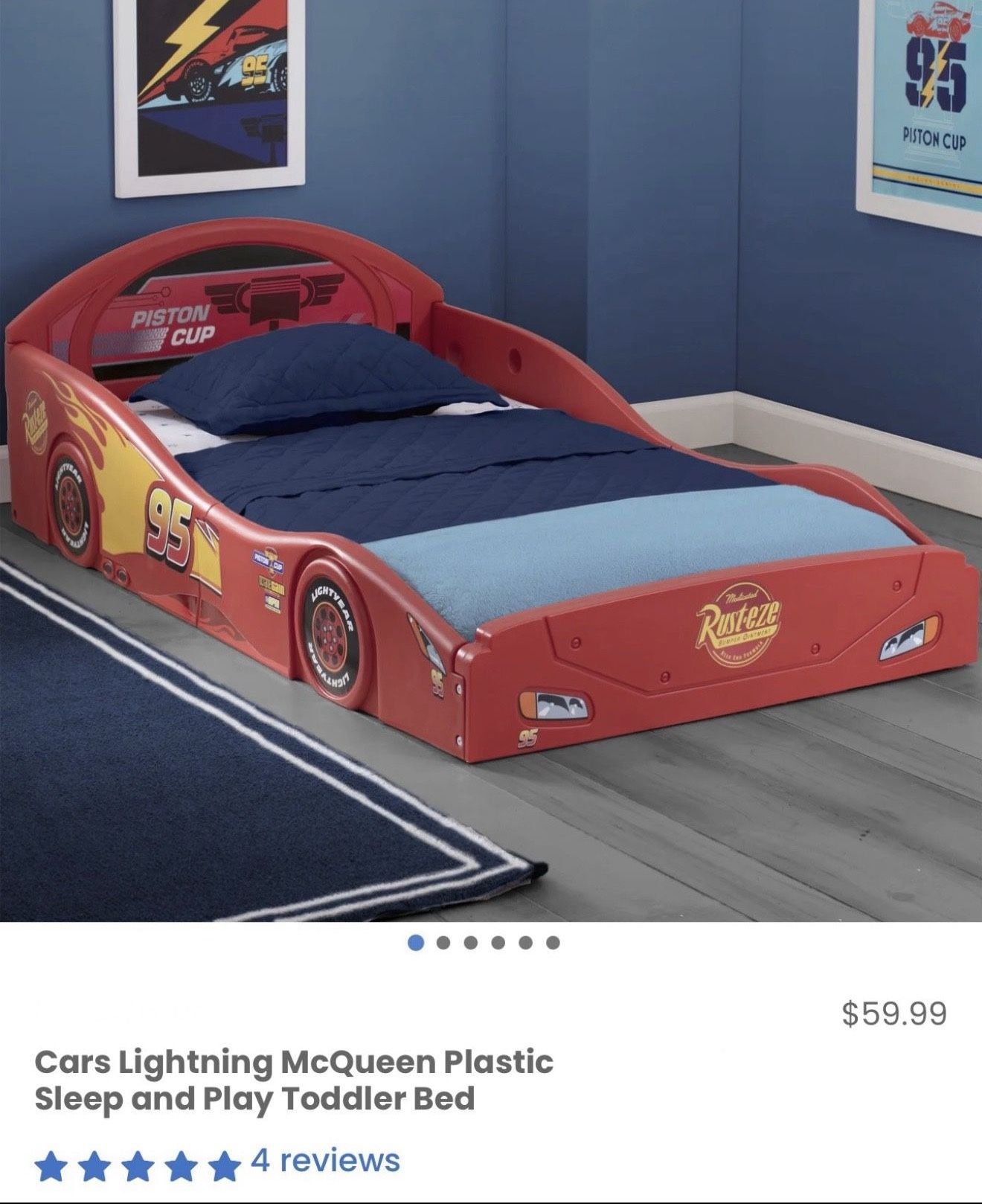 Disney Pixar Cars Lightning McQueen Plastic Sleep and Play Toddler Bed