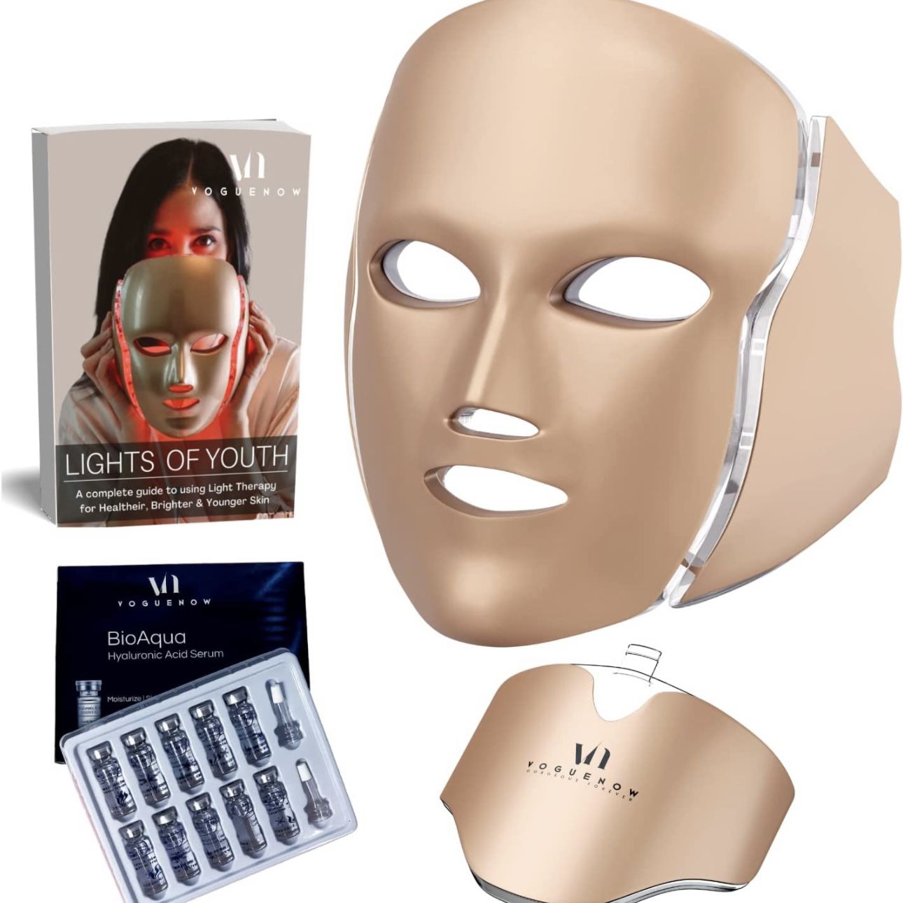 Led face mask Light Therapy - Dermawave 7 Colors Light Therapy Mask with 10 Pcs Serum Pack Eye Mask & Ebook - Spa like Light Therapy Facial for a Brig