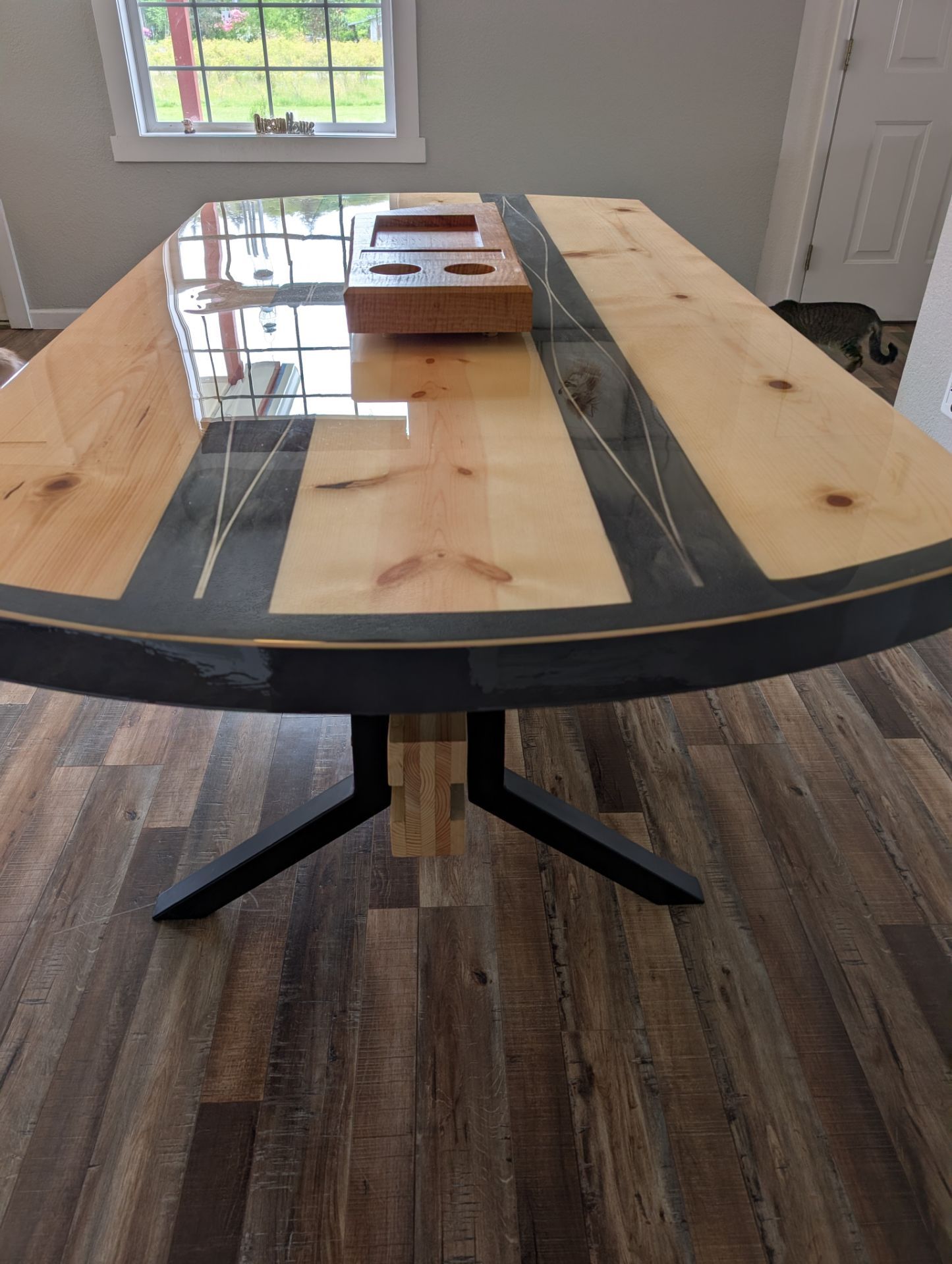 Custom made Pine and epoxy table