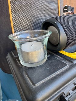 Votive holder with candle