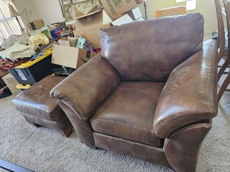 Creative Leather Chair With Ottoman
