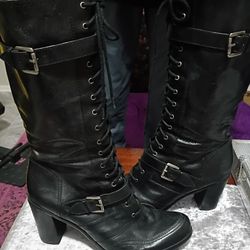 Nine West Tall Lacey Leather Boots, Size 10 1/2