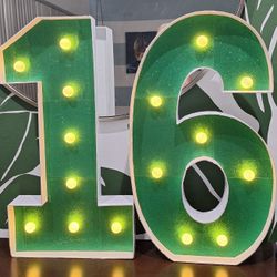 3 Foot Battery Light Up Sweet 16 Numbers