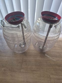 Large Clear Plastic Barrel Jars with Spigot – Set of 2