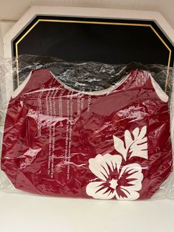 Red floral beach or running around bag