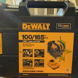 DEWALT 12-Volt MAX Lithium-Ion 100 ft. Green Self-Leveling 2-Spot & Cross Line Laser with Battery 2Ah, Charger, & TSTAK Case