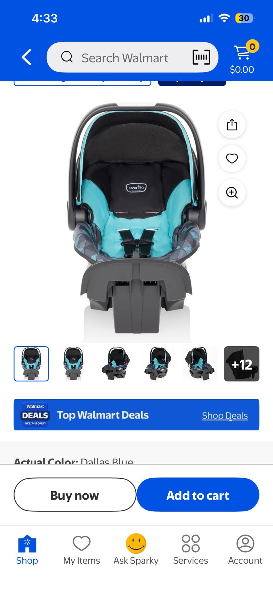 Evenflo Blue Car seat