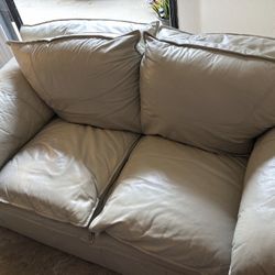 Genuine Leather Sofa Love Seat . Couch, Furniture 