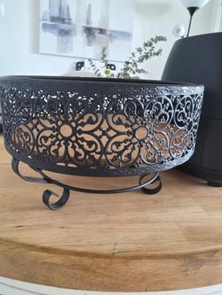 Decorative black metal basket