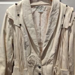 Vintage Western Ivory Leather Jacket