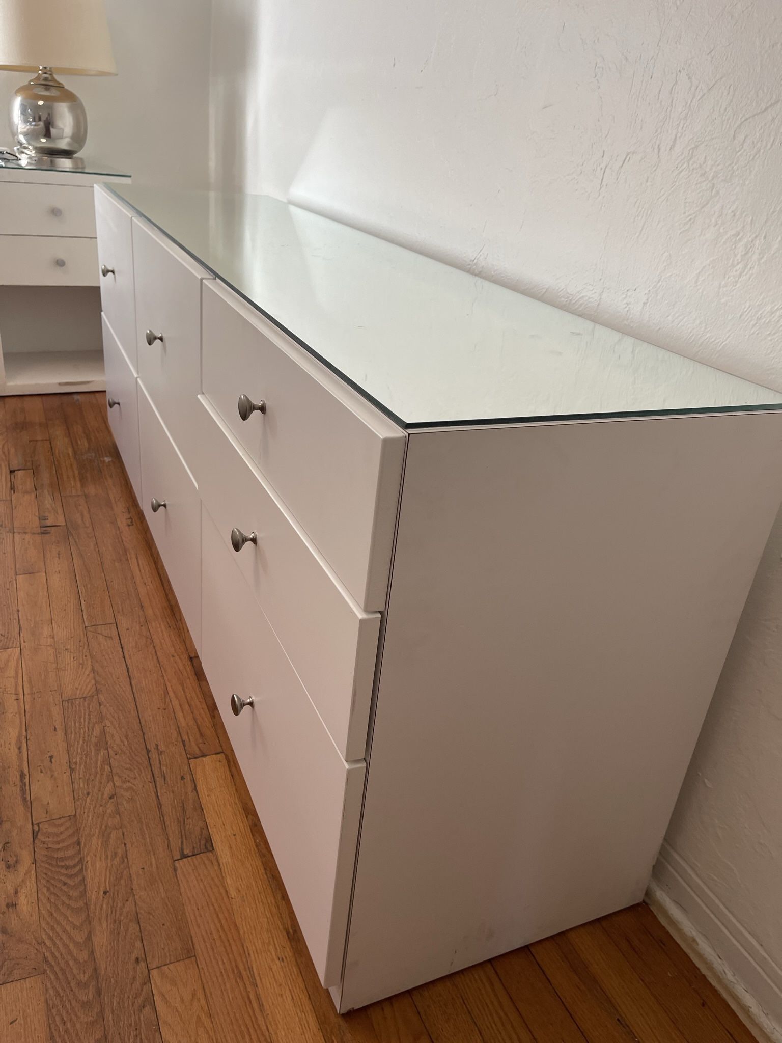 White Drawer With Mirror Top