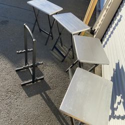 4pc Modern Collapsible TV Dinner Table Set  (Solid Wood)