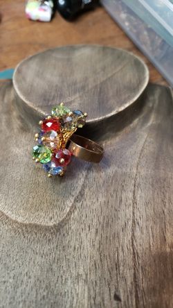 Cha Cha Ring! Glass Crystals, Flexible Size on Band size 6-8, $15.00