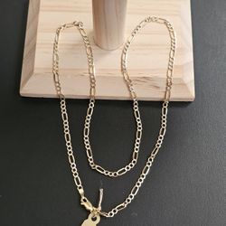 14k Gold Two Tone Necklace 22 Inch