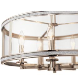 Kichler Angelica 5 -Light Polished Nickel Modern/contemporary Clear glass Drum Medium Hanging Pendant Light