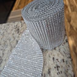 Silver Faux Rhinestone Mesh Roll - 6 Yards 