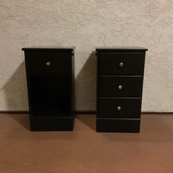 One Set of 2 Real Solid Wood Heavy Black Night Stands Imported from Canada