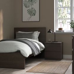 Free Delivery Ikea Malm Brown Twin Bed frame With Dresser