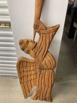 Hand Carved Wooden Angel Michael