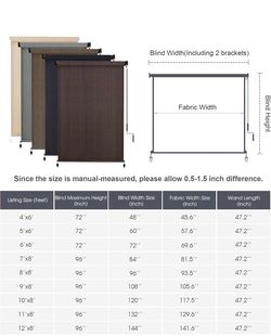 VICLLAX Cordless Outdoor Roller Shade with Splicing Design /Exterior Roll Up Shade Blind for Porch, Patio, Yard, Chocolate