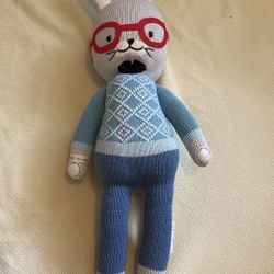 Cuddle + Kind Benedict Boy Bunny Rabbit Red Glasses Knit Plush Stuffie