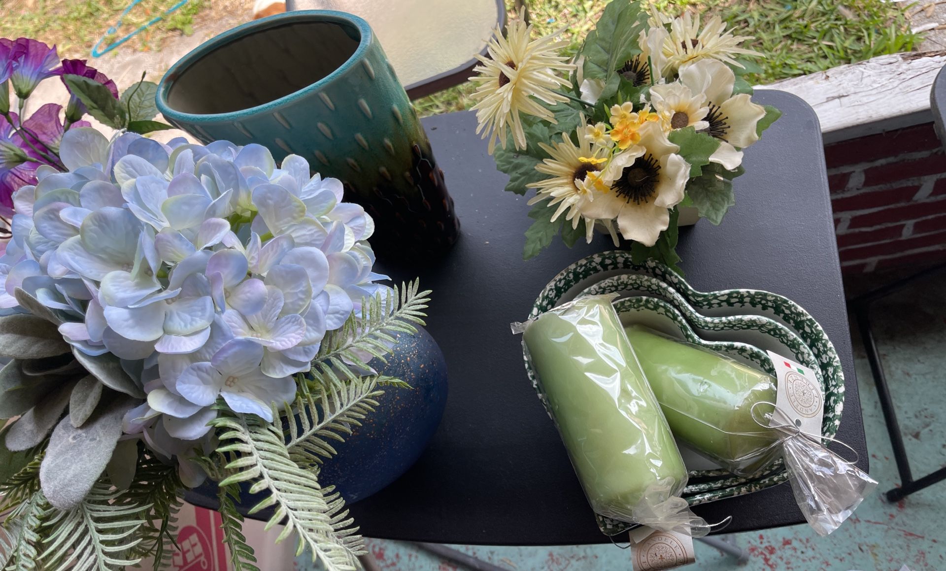 Glass Decor Vases Candles Fake Flowers