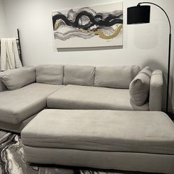 White Sectional Couch With Ottoman 