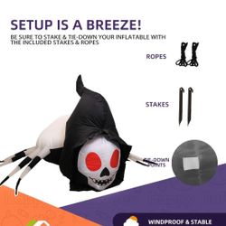 Halloween Inflatables, Halloween Inflatable Outdoor Decorations, 6FT Halloween Skull Spider Decoration