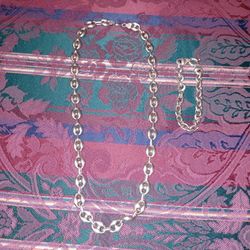Sliver Necklace With  bracelets 
