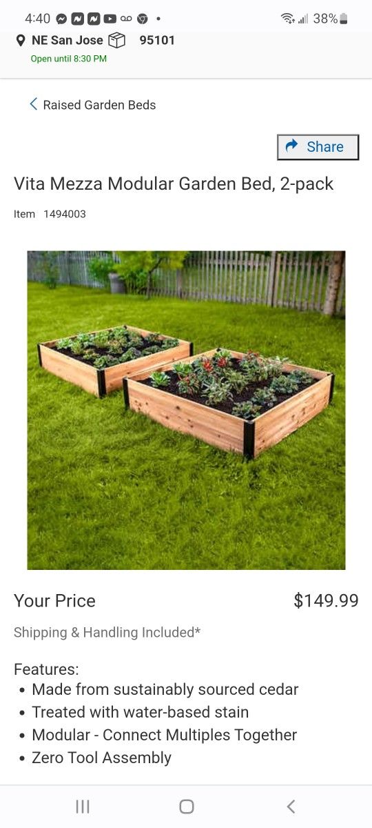Vita Mezza Modular Garden Bed, 2-pack $100