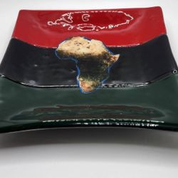 Decorative African Flag Glass Plate 