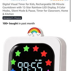 Nikafly Digital Visual Timer for Kids, Rainbow LED - Brand New