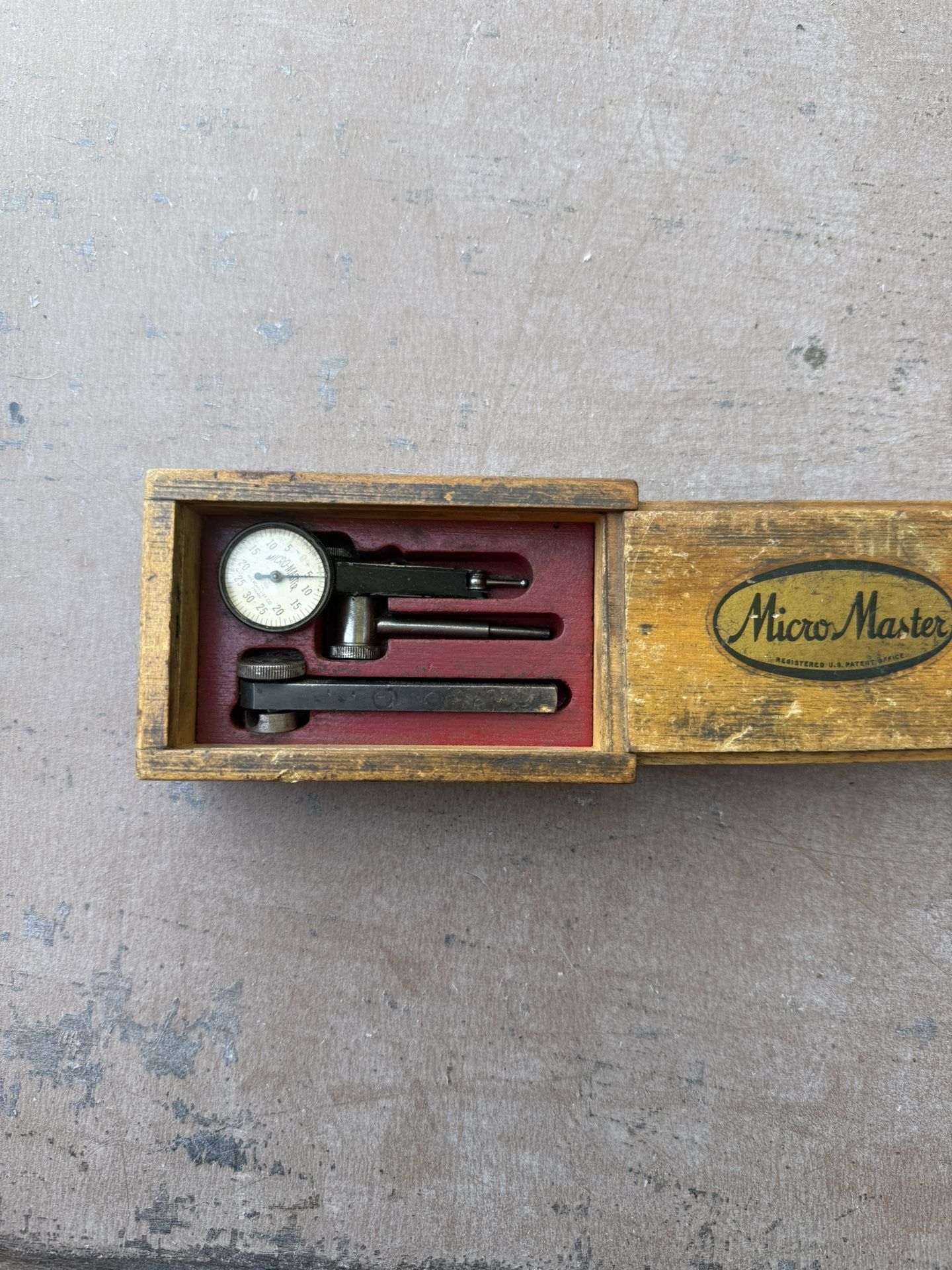 Vintage Micro Master Dial Indicator in Wooden Box