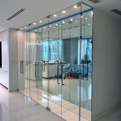 Glass wine cellar in all the measures