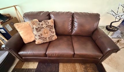 Brown leather couch