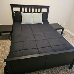 Ikea Hemnes full/double bed frame, mattress, side tables