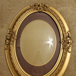 Antique Convex Glass Oval Large Picture Frame