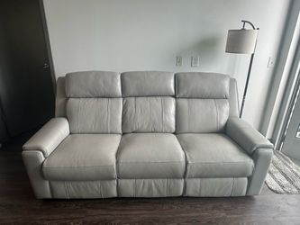 Leather couch with recliner, massager and seat warmer