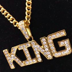 28 Inch Gold Tone KING Necklace/ Hot New 2025 Bling Fashion Drip Jewelry/ We Ship Fast!