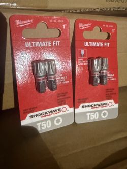 NEW Milwaukee SHOCKWAVE T50 Torx Impact Bits - 2-Pack x2 (4 bits) 48-32-4989