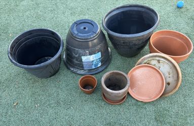 Plant Pots And Saucers $15