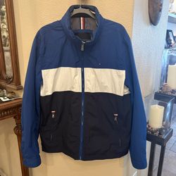 Tommy Hilfiger Men Stand Collar Lightweight Yachting Hoodie Zip Jacket Size XL
