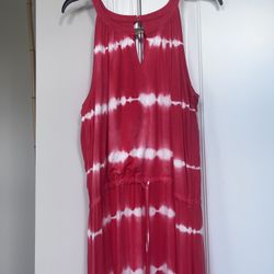 Calvin Klein Watermelon Pink Tie Dye Stretch Jersey Maxi Dress Size S