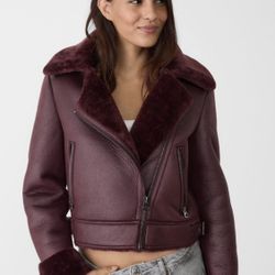 BIKER JACKET DOUBLE-SIDED EFFECT LEATHER Brand new