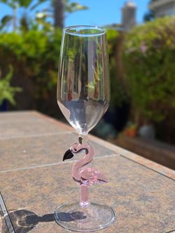Handcrafted Pink Glass Flamingo Stemware / Champagne Flute / Wine Glass